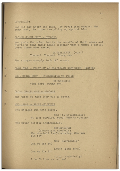 Moe Howard's Personally Owned Script for The Three Stooges 1943 Film ''They Stooge to Conga''